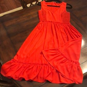 Ivanka Trump red sleeveless midi dress